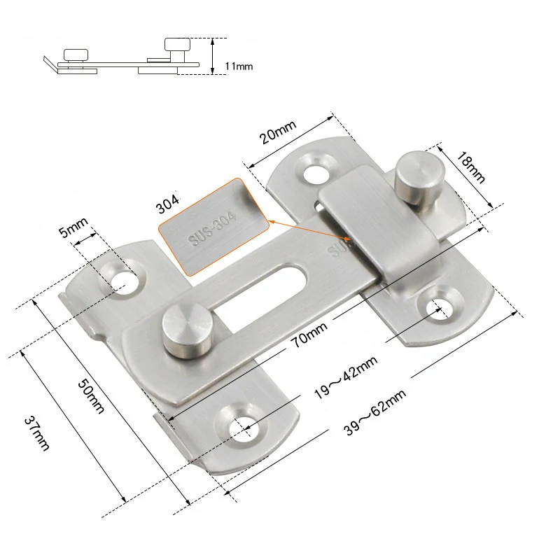Nerezová dverná, okenné petlice 39-62mm
