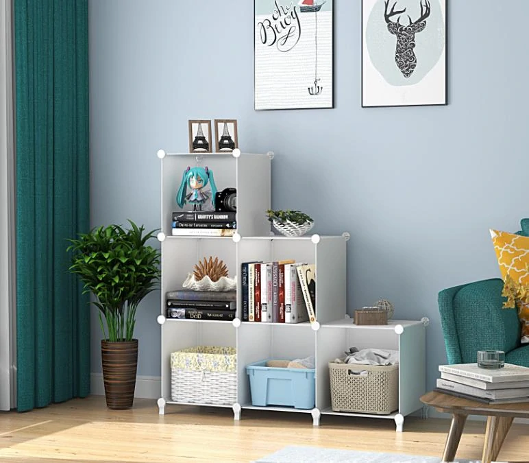 Modulárny policový regál 6 boxov - biely