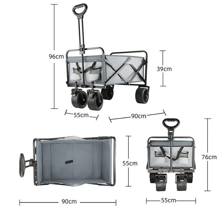 Skladací kempingový vozík, plážový vozík, tankové kolesá 90mm