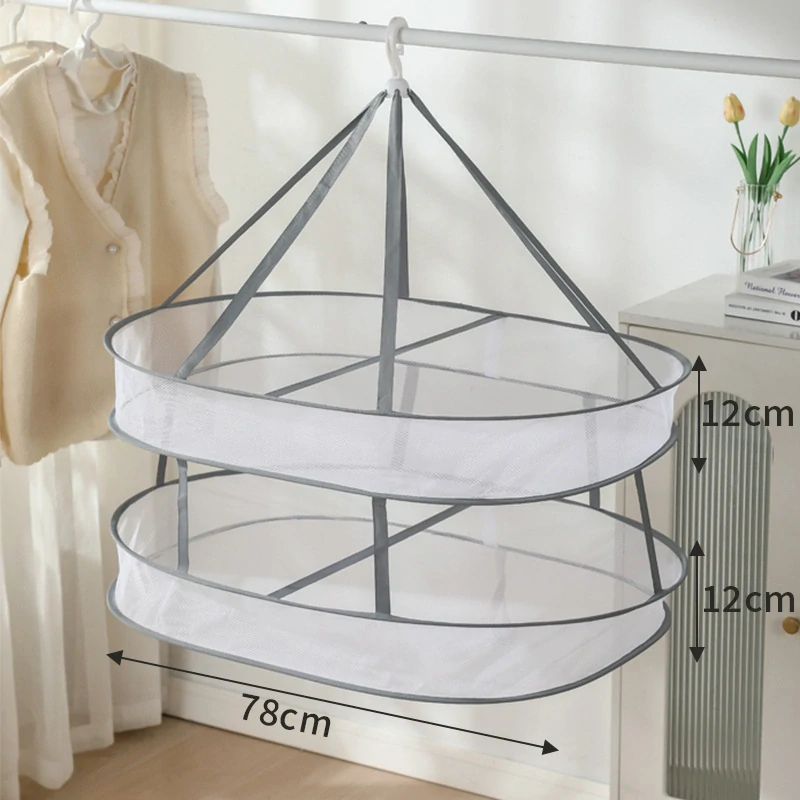 Skladacia sieťka na sušenie bielizne, oval 2 poschodia