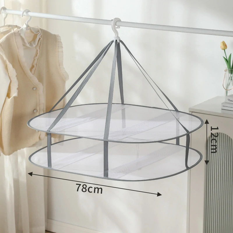 Skladacia sieťka na sušenie bielizne, oval 2 poschodia plochý