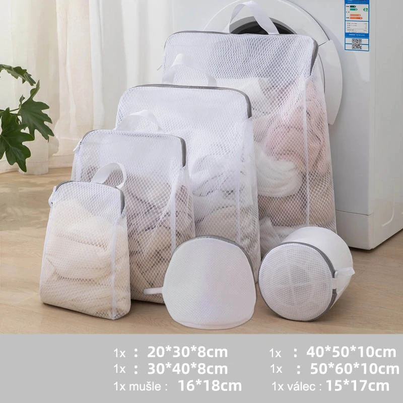 Sieťové vrecká na pranie – súprava 6 ks s pútkom