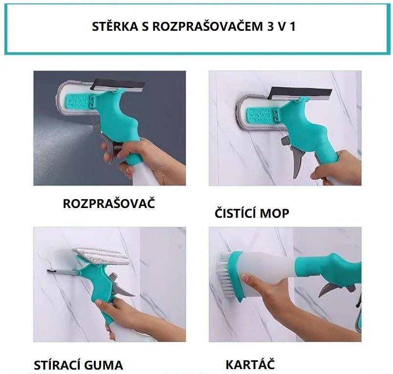 Stierka na okno 3v1 s rozprašovačom