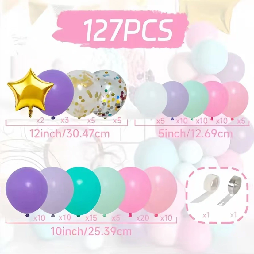 Párty balóniky, balóniková girlanda ružové s hviezdami 127ks