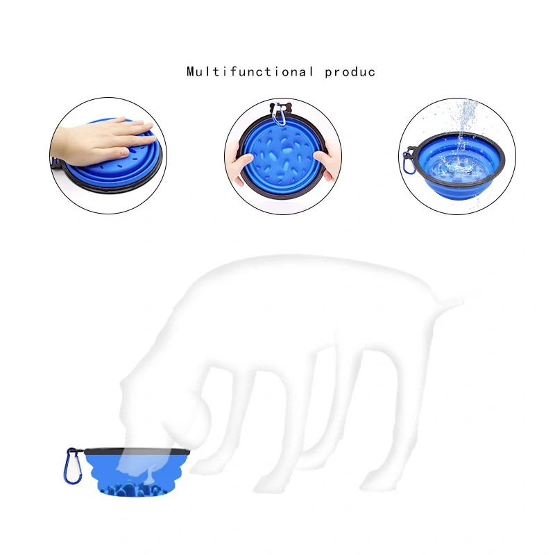 Silikónová skladacia miska proti hltaniu pre psa 1000ml modrá