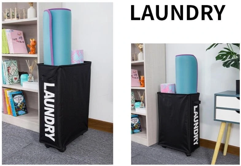 Textilný kôš na bielizeň kompaktný čierny