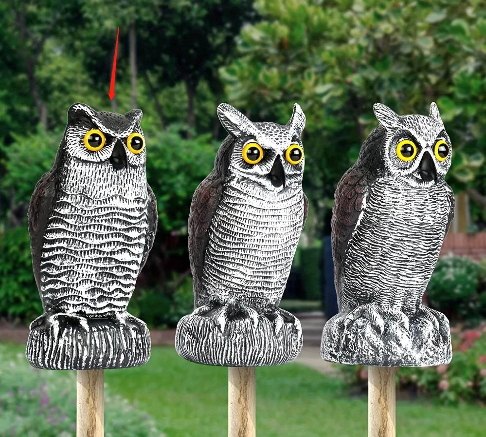 Maketa sovy na plašenie vtáctva šedá 24 cm pevná