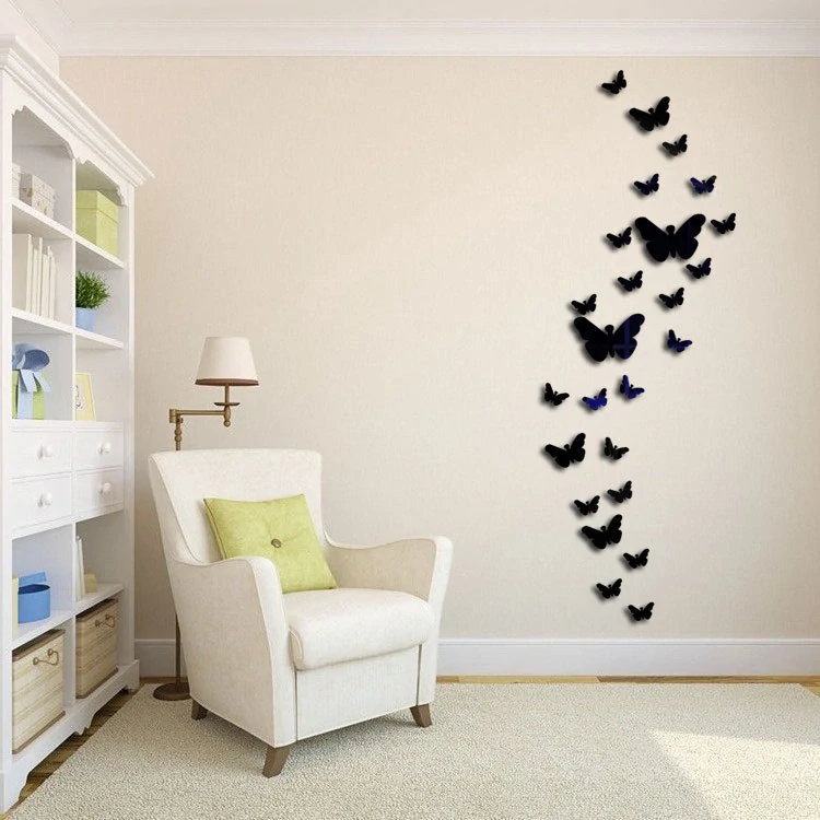 Súprava 30 kusov zrkadlových motýlikov čierna