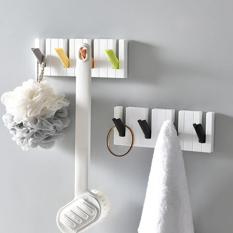 Držiak so štyrmi háčikmi, piano vešiak čierno biely