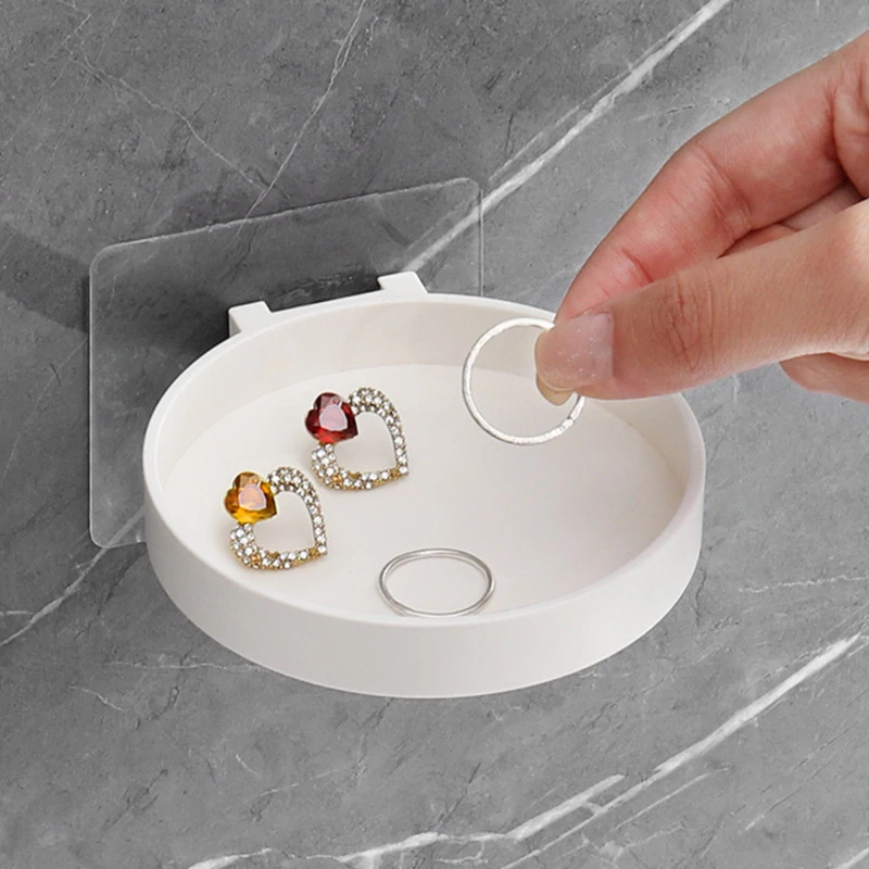 Samolepiace mini okrúhla nástenná polička – sivá