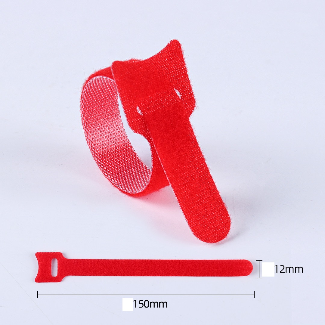 24 x Opasok na suchý zips, organizér káblov 150x12mm červený