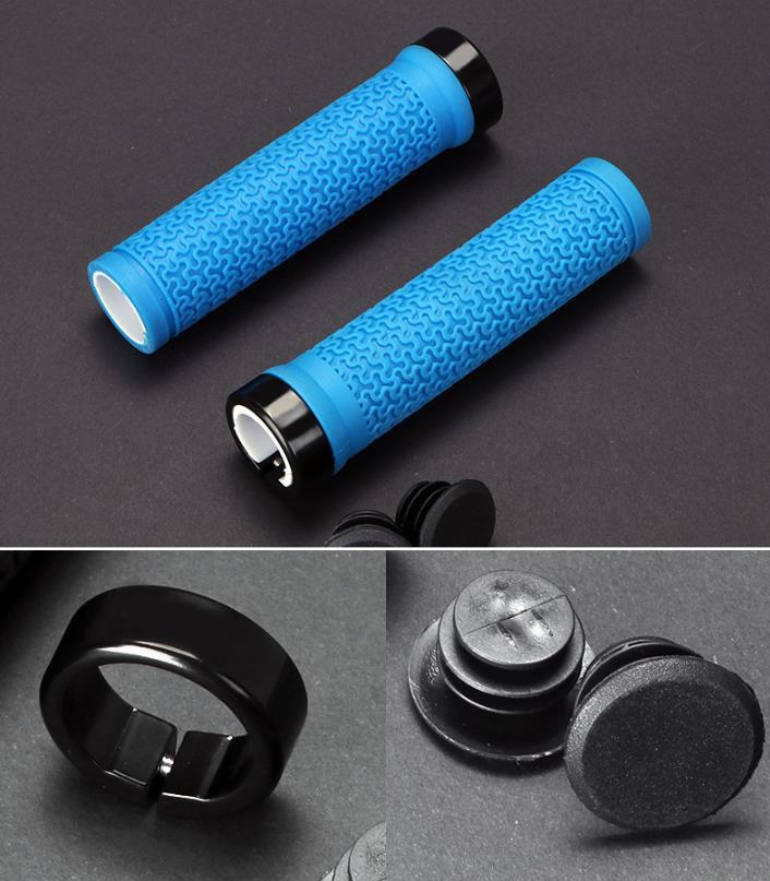 Cyklistické ergonomické gripy s uzamykacou objímkou (1 pár) – modré