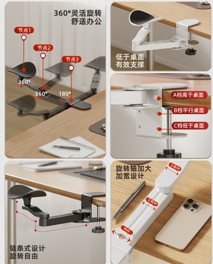 Multifunkčná ergonomická podpora predlaktia - čierna (1 ks)