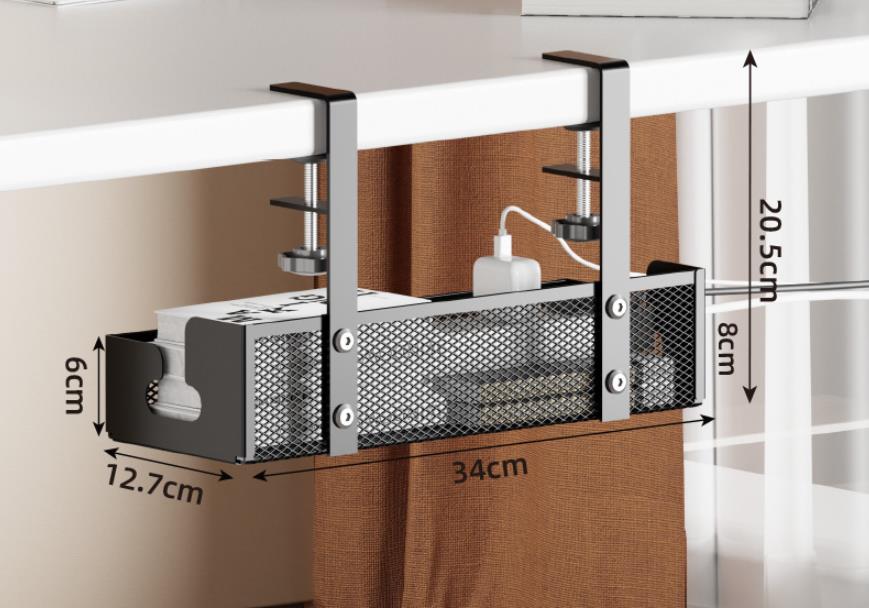 Organizér káblov pod stôl 34cm - čierny