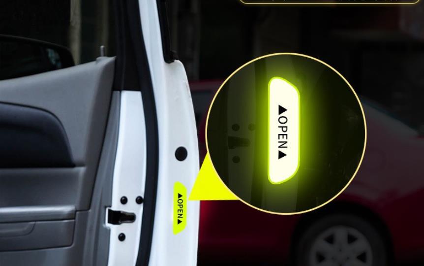 Reflexné samolepky na dvere auta – „OPEN“ (4 ks) zelené