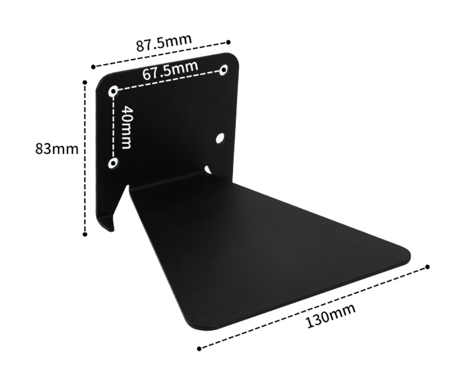Kovová neviditeľná polička - čierna 1ks 130mm