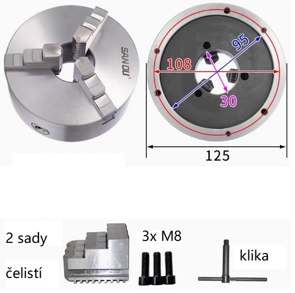 Skľučovadlo na sústruh, 125mm K11-125 3-čeľusťové