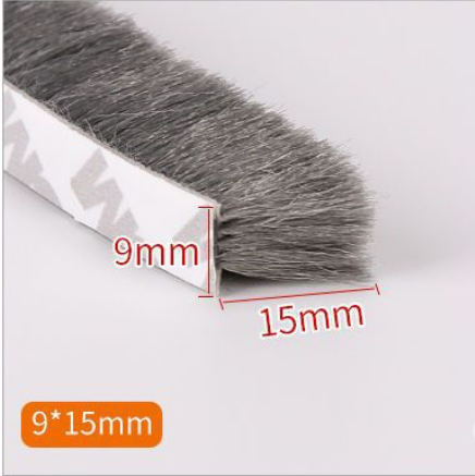 Kefové tesnenie samolepiace 5m x 9 x 15mm šedé