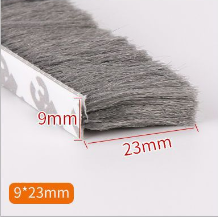 Kefové tesnenie samolepiace 5m x 9 x 23mm šedé