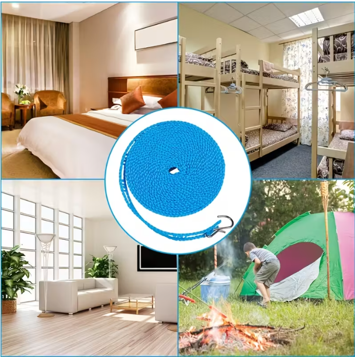 Šnúra na bielizeň s háčikmi – 8 m