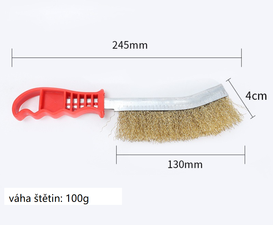 Drôtená kefa s rukoväťou – 100g pomedené štetiny