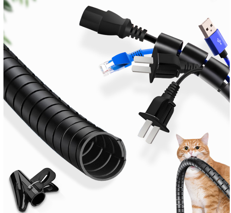 Špirálový organizér káblov (cable tube) – čierny, 2 m / Ø 22 mm