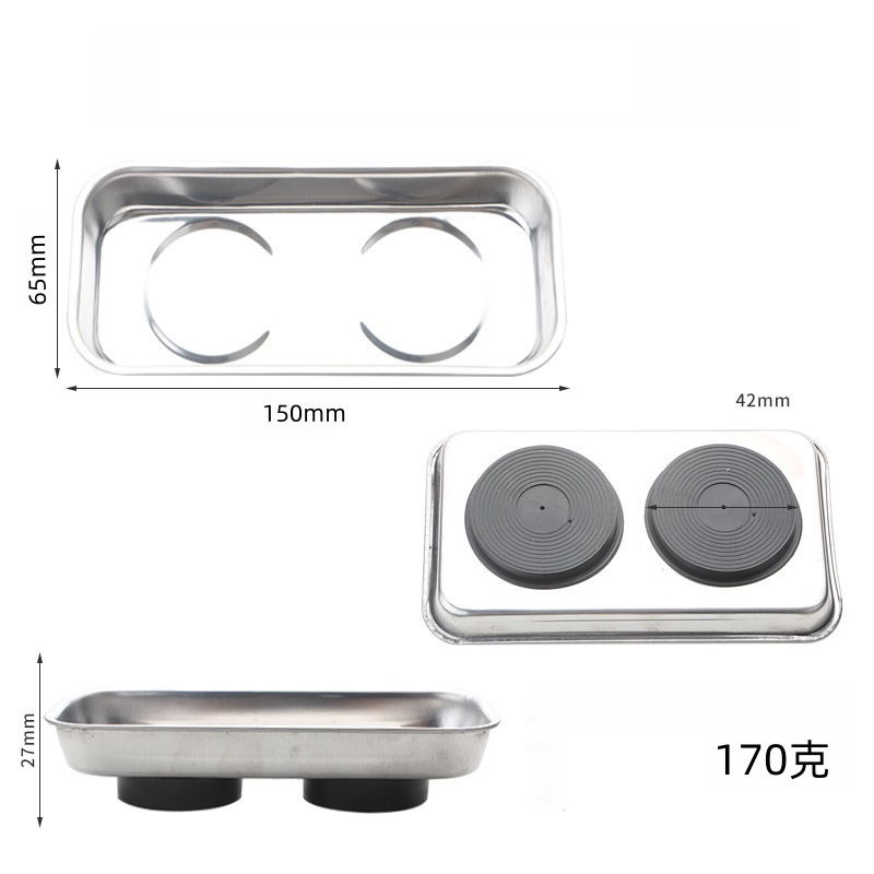 Magnetická miska na skrutky - nerezová 150x65mm