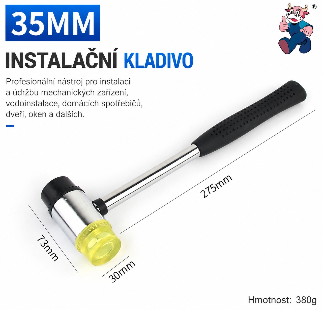 Montážne kladivo 35 mm s výmennými hlavicami