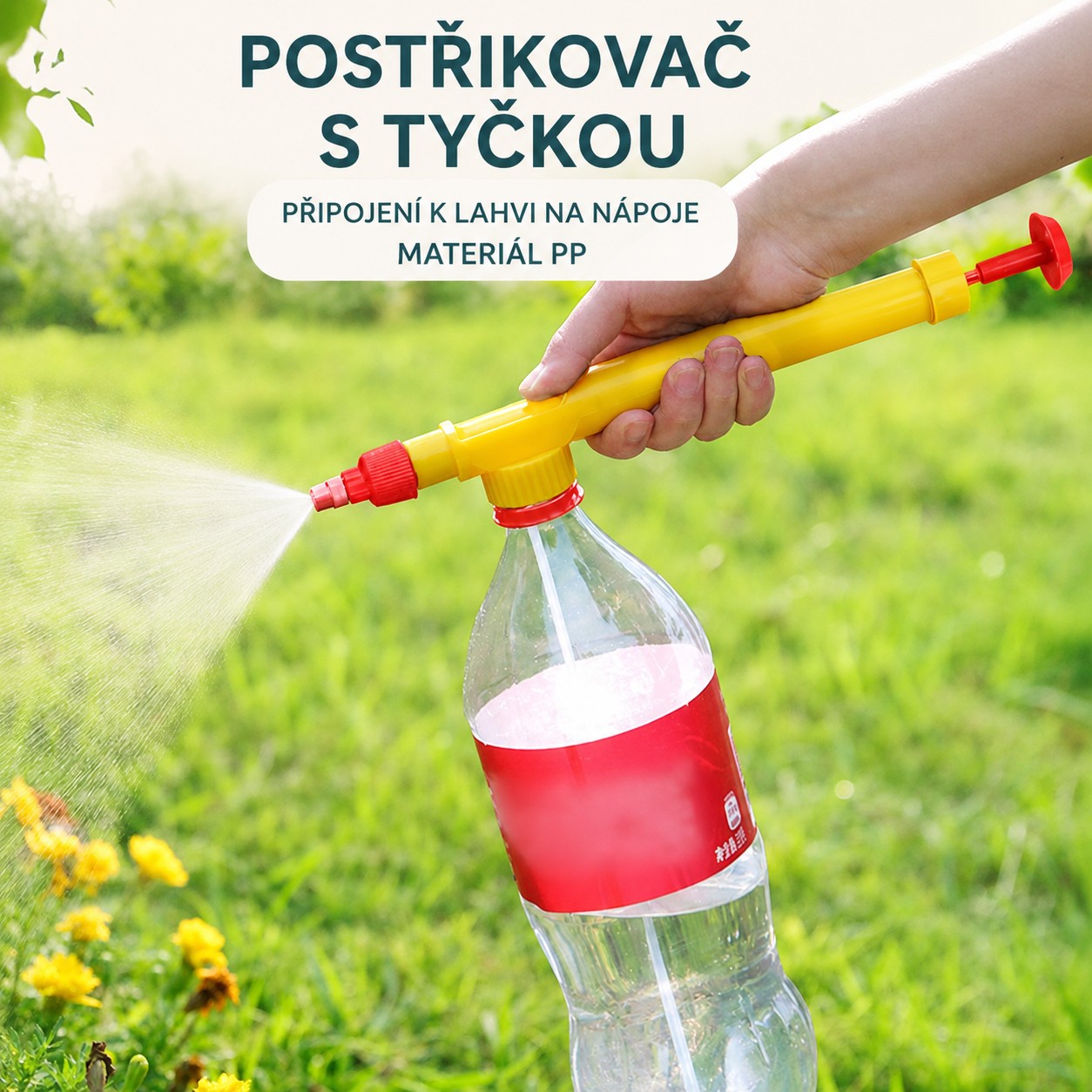 Ručný tlakový postrekovač na PET fľašu s nastaviteľnou tryskou