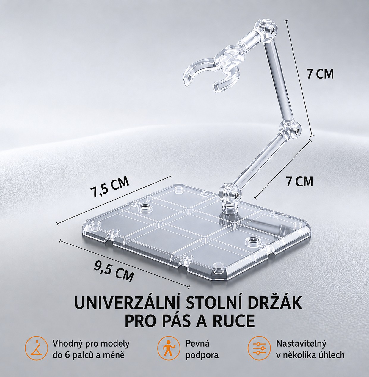 Univerzálny stojanček na figúrky a modely – transparentný, 1 ks