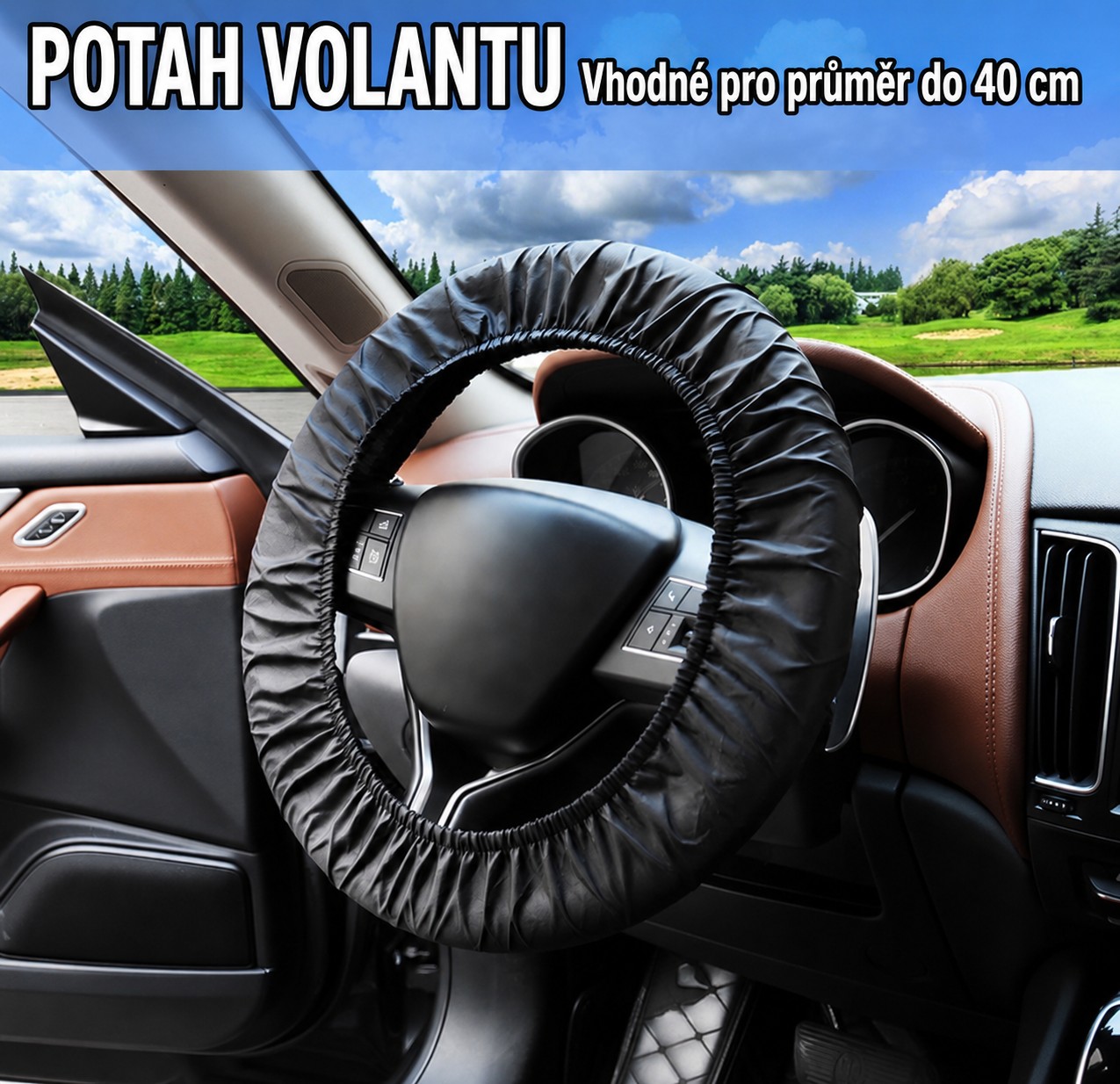 Ochranný poťah na volant pre mechanikov - vodeodolný, čierny