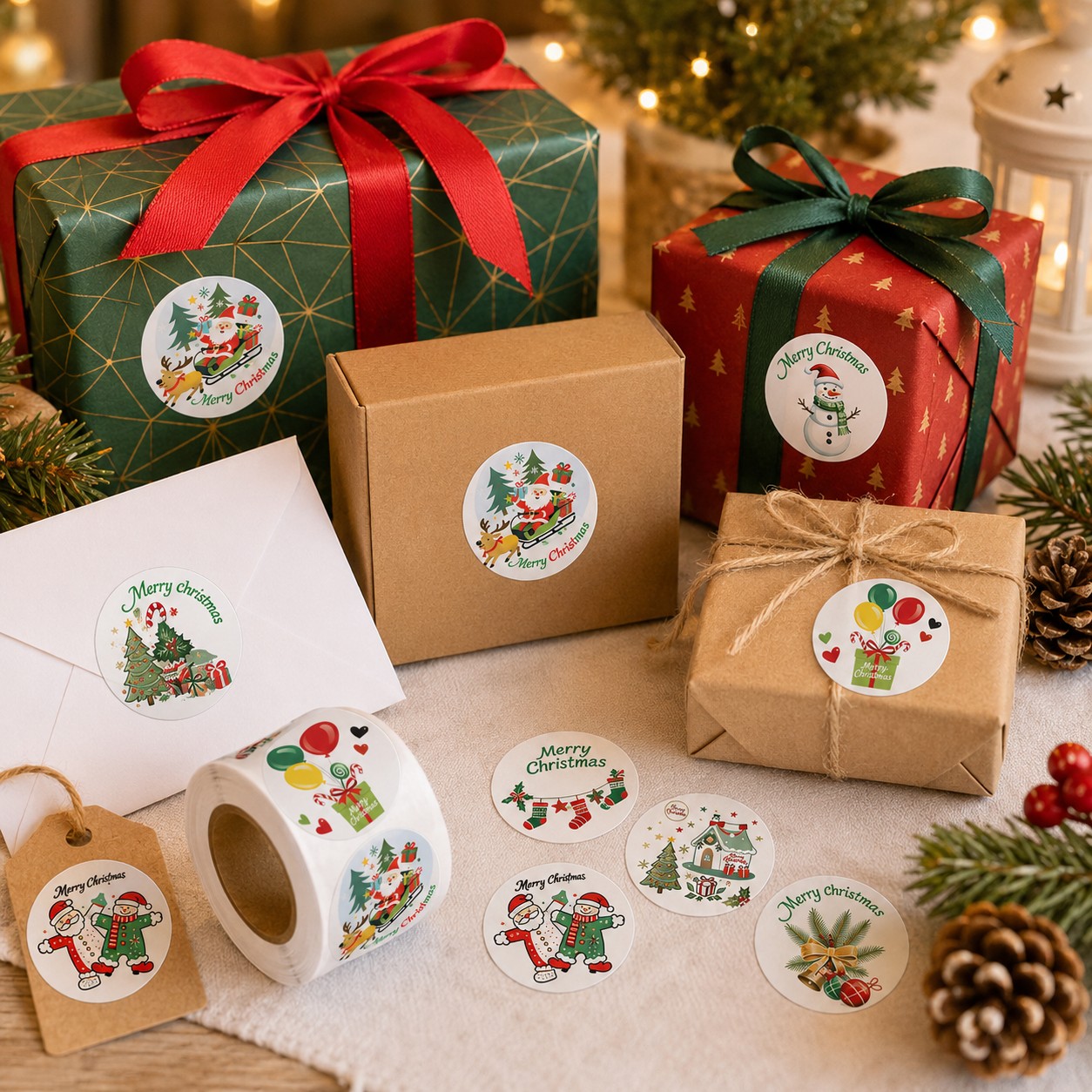 Samolepky Santa, vianoce, 500 ks