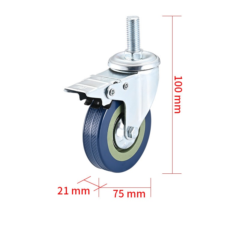 Koliesko otočné s brzdou 75mm skrutka M12x30