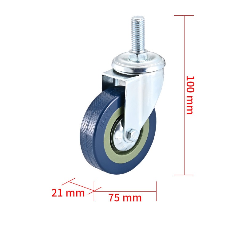 Otočné koliesko bez brzdy 75 mm - závit M12 × 30 mm, 1 ks