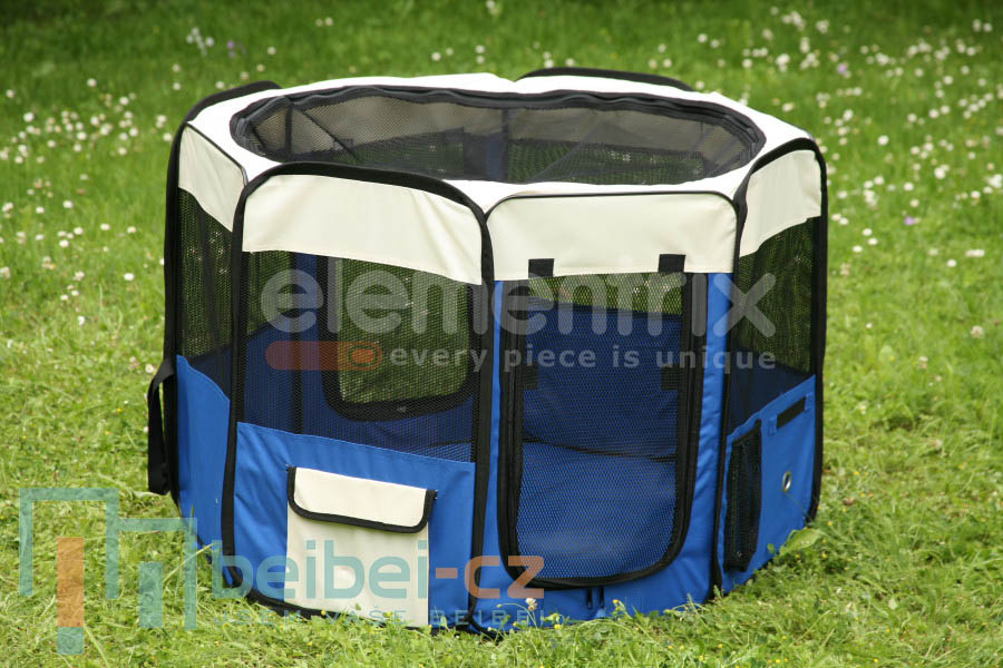 Klietka kruhová, skladacia, látková, výbehy, veľkosť XL, námornícka modrá