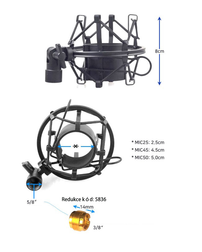 Elementrix držák pro mikrofón odpružený 45mm