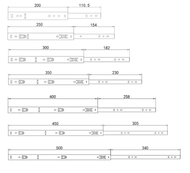 Šuplíkový pojazd 350mm výsuv 27mm