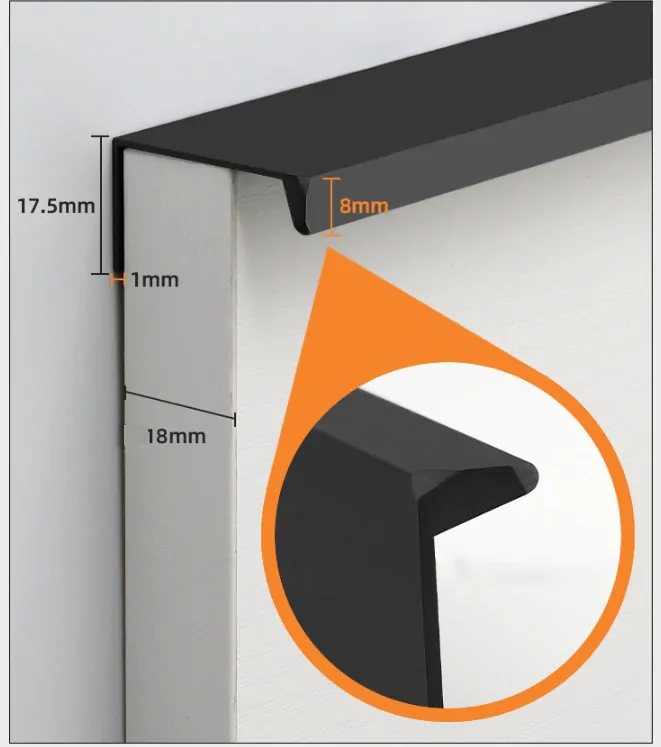 Profilová nábytková úchytka 300mm 6805 horná čierna