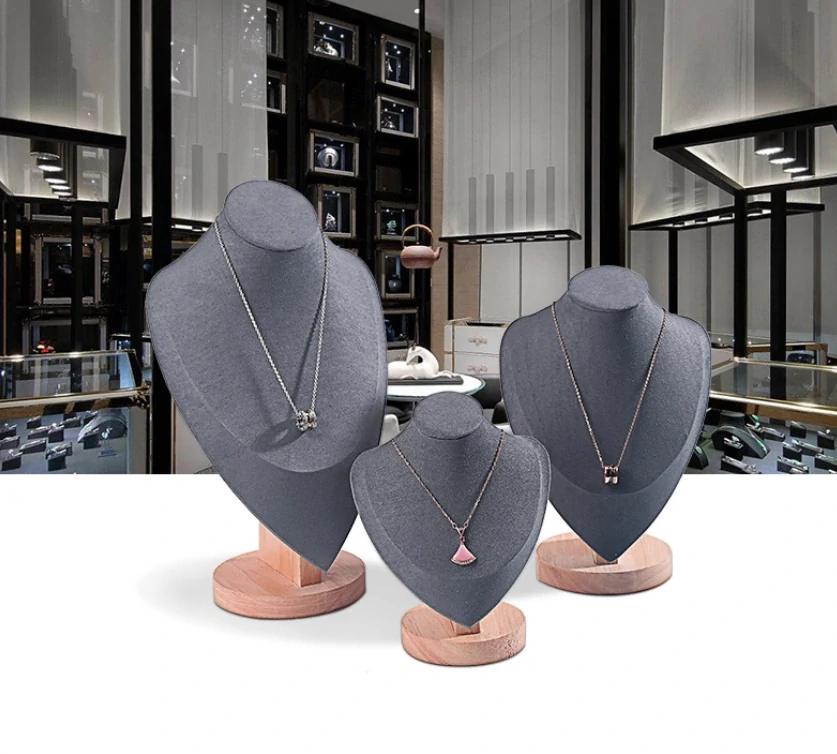 Stojanček, dekolt na šperky výška 28cm šedá