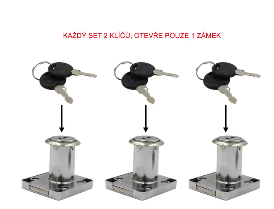 Zásuvkový zámok, zámok pre šuplík ocel 22mm univerzálny