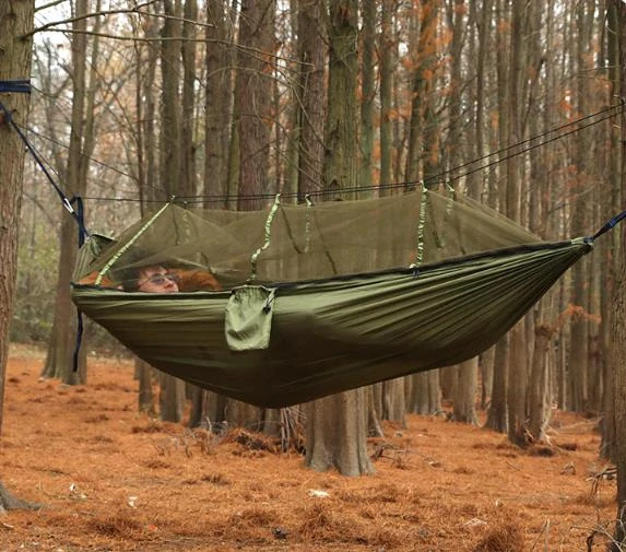 Hamak s moskytiérou 260 × 140 cm, zelená