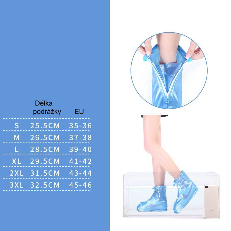 Štýlové nepremokavé návleky na topánky modré M