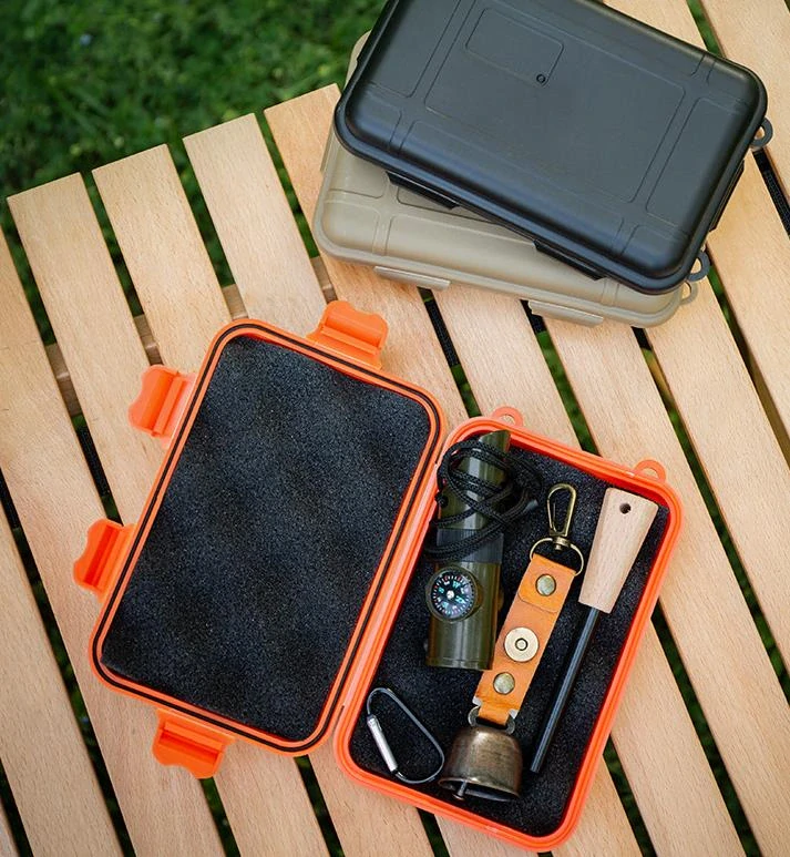Vodotesný box na uloženie náradia EDC na prežitie v prírode M oranžový