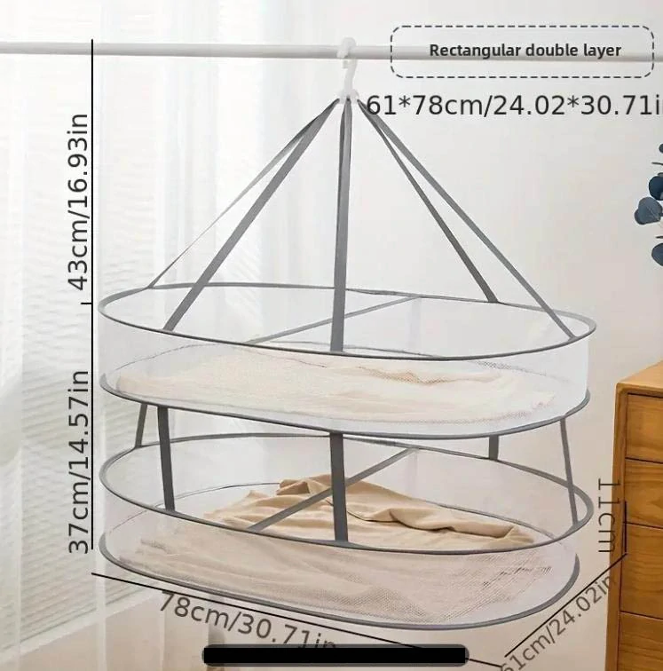 Skladacia sieťka na sušenie bielizne, oval 2 poschodia