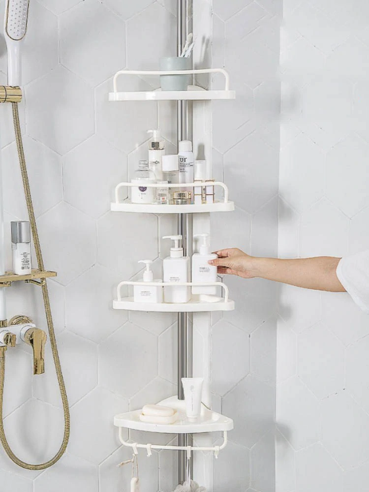 Teleskopická rohová polica do kúpeľne