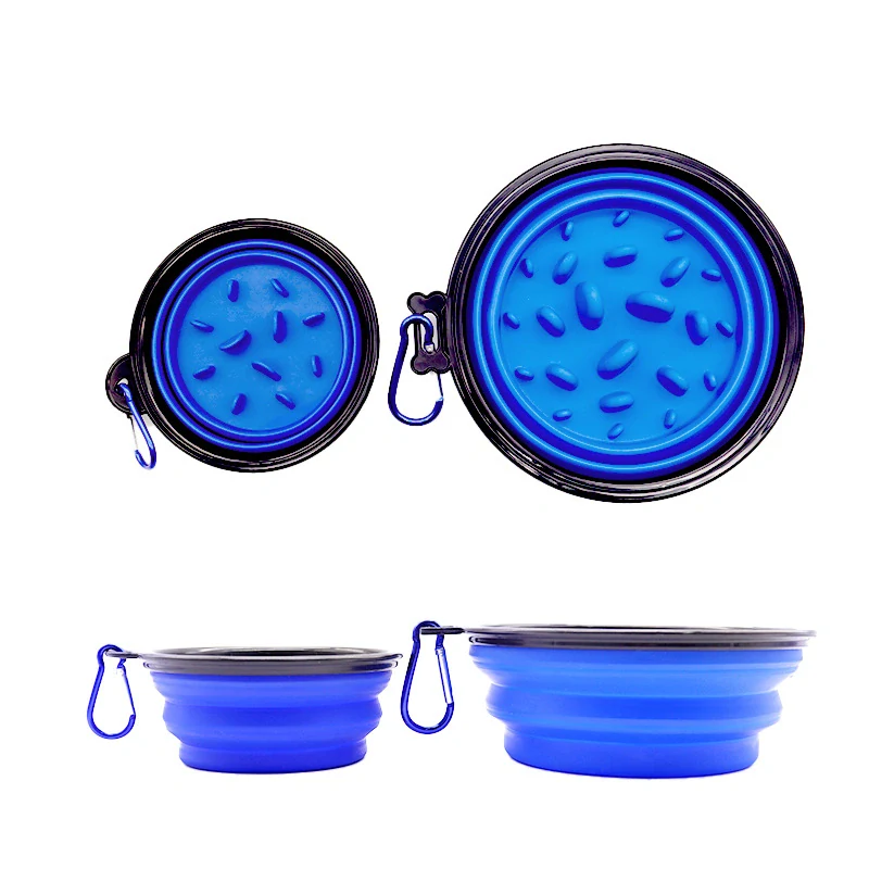 Silikónová skladacia miska proti hltaniu pre psa 1000ml modrá