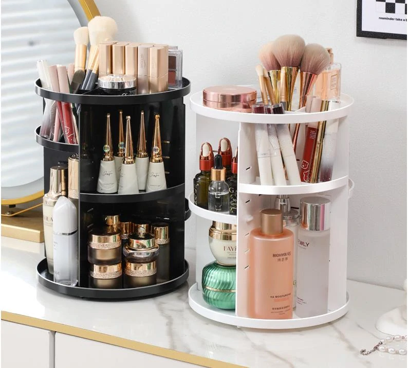 Otočný kozmetický organizér - čierny