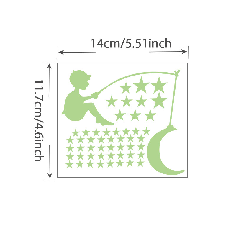 Svietiaca samolepka na stenu – Chlapec s mesiacom a hviezdami