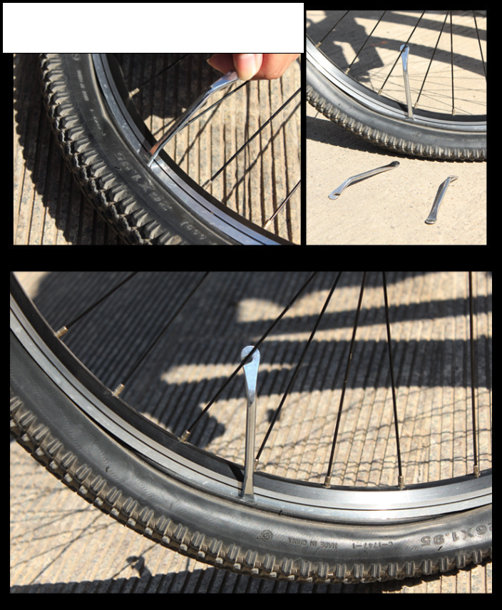 Súprava 4 oceľových lyžíc na odstraňovanie pneumatík bicyklov
