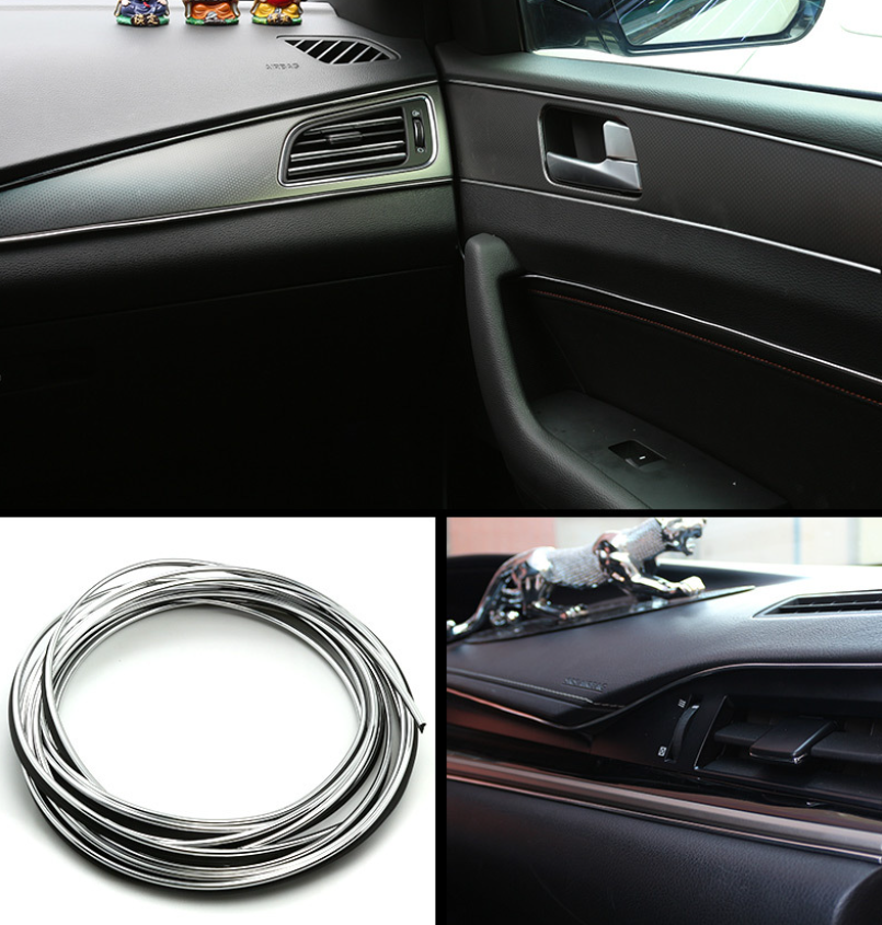 Dekoračná lišta do interiéru auta - strieborná 5m